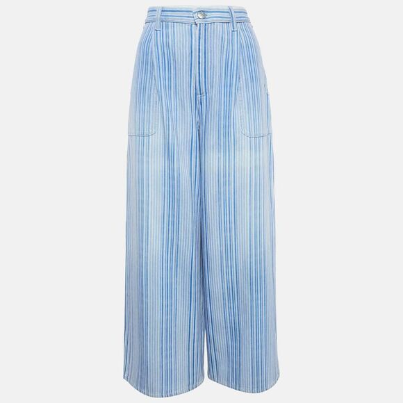 Chanel Purple/multicolor Stripe Cotton Wide-Leg Pants M